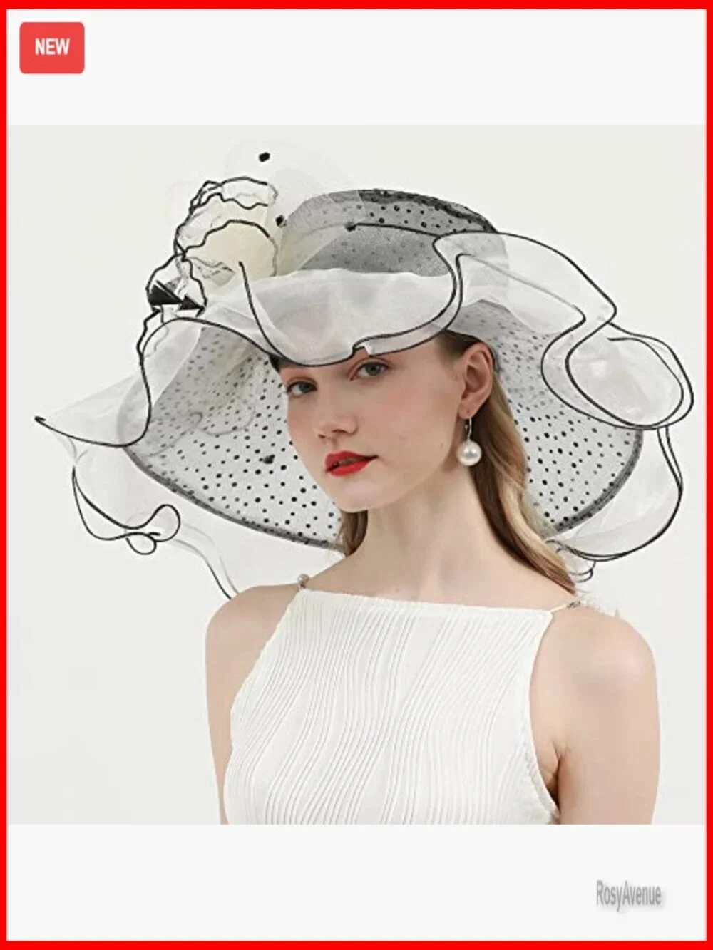 Organza Derby Hat with Feather Fascinator for Wedding Tea Party